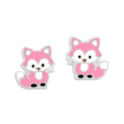 Ohrstecker|Silber Ohrstecker|Elfen Schmuck Kinder Ohrringe rosa Füchse 925 Silber