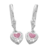 Ohrhänger|Silber Ohrhänger|Elfen Schmuck Kinderohrringe rosa Herz und Strass 925 Silber