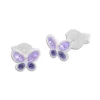 Ohrstecker|Silber Ohrstecker|Elfen Schmuck Kinder Ohrringe Schmetterlinge mit Strass lila 925 Silber
