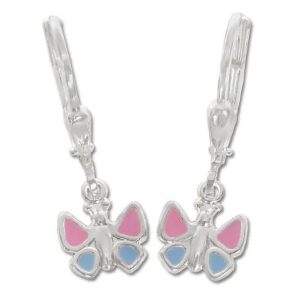 Ohrhänger|Silber Ohrhänger|Elfen Schmuck Kinder Ohrringe Schmetterlinge rosa blau 925 Silber
