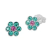 Ohrstecker|Silber Ohrstecker|Elfen Schmuck Kinder Ohrstecker Blumen mit Kristallen in türkis und pink 925 Silber