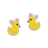 Ohrstecker|Silber Ohrstecker|Elfen Schmuck Kinder Ohrstecker Entchen mit Schleife und Kristall 925 Silber