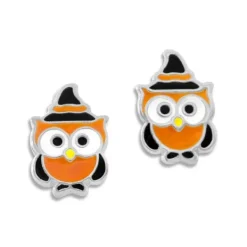 Ohrstecker|Silber Ohrstecker|Elfen Schmuck Kinder Ohrstecker Eule mit Hexenhut 925 Silber