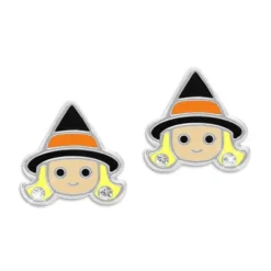 Ohrstecker|Silber Ohrstecker|Elfen Schmuck Kinder Ohrstecker Hexenkopf mit Strass Steinen 925 Silber