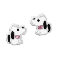 Ohrstecker|Silber Ohrstecker|Elfen Schmuck Kinder Ohrstecker Hunde mit Strass Halsband 925 Silber