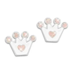 Ohrstecker|Silber Ohrstecker|Elfen Schmuck Kinder Ohrstecker mit Kronen weiß und rosa mit Glitzer 925 Silber