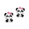 Ohrstecker|Silber Ohrstecker|Elfen Schmuck Kinder Ohrstecker Panda Mädchen mit Schleife 925 Silber