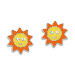 Ohrstecker|Silber Ohrstecker|Elfen Schmuck Kinder Ohrstecker Sonne mit Kristall Augen 925 Silber