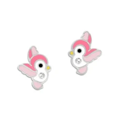 Ohrstecker|Silber Ohrstecker|Elfen Schmuck Kinder Ohrstecker Vögelchen mit Kristall 925 Silber