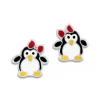 Ohrstecker|Silber Ohrstecker|Elfen Schmuck Kinder Pinguin Ohrstecker mit Schleife 925 Silber