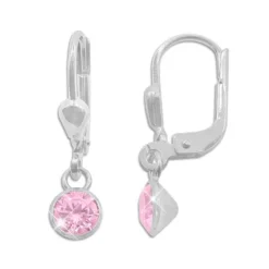 Ohrhänger|Silber Ohrhänger|Elfen Schmuck Kinder Strass Ohrringe rund rosa 925 Silber