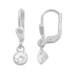 Ohrhänger|Silber Ohrhänger|Elfen Schmuck Kinder Strass Ohrringe rund weiß 925 Silber
