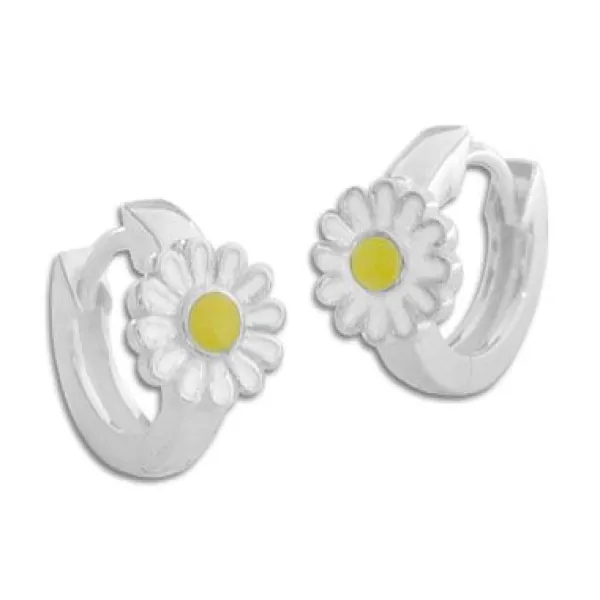 Klapp-creolen|Silber Klapp-Creolen|Elfen Schmuck Klapp-Creolen Gänseblümchen 925 Silber