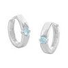 Klapp-creolen|Klapp-creolen|Elfen Schmuck Klapp-Creolen mit 1 aquamarin blauen Zirkonia Stein 14 x 2,5 mm 925 Silber