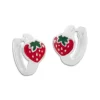 Klapp-creolen|Silber Klapp-Creolen|Elfen Schmuck Klapp-Creolen mit Erdbeeren 925 Silber
