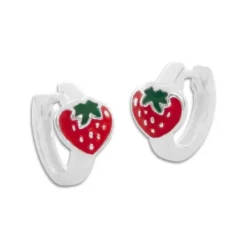 Klapp-creolen|Silber Klapp-Creolen|Elfen Schmuck Klapp-Creolen mit Erdbeeren 925 Silber