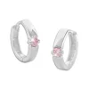 Klapp-creolen|Klapp-creolen|Elfen Schmuck Klapp-Creolen mit 1 rosa Zirkonia Stein 14 x 2,5 mm 925 Silber