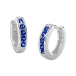 Klapp-creolen|Silber Klapp-Creolen|Elfen Schmuck Klapp-Creolen mit safir blauen Steinen 14,5 mm 925 Silber