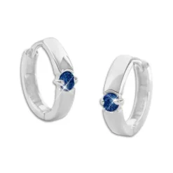Klapp-creolen|Klapp-creolen|Elfen Schmuck Klapp-Creolen mit 1 safir blauen Zirkonia Stein 14 x 2,5 mm 925 Silber