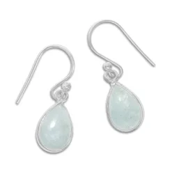 Ohrhänger|Edelstein Ohrringe|Elfen Schmuck Kleine Aquamarin Tropfen Ohrringe hell blaugrün 925 Silber