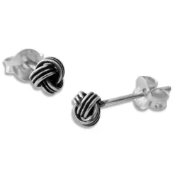 Ohrstecker|Silber Ohrstecker|Elfen Schmuck Knoten Ohrstecker geschwärzt 925 Silber