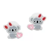Ohrstecker|Silber Ohrstecker|Elfen Schmuck Koala Ohrringe mit Schleife Herz und Strass Kristallen 925 Silber