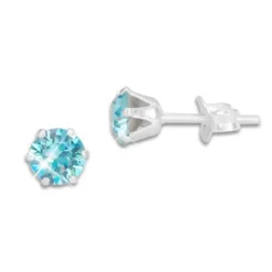Ohrstecker|Ohrstecker|Elfen Schmuck Kristall Ohrstecker aqua blau rund 5 mm 925 Silber