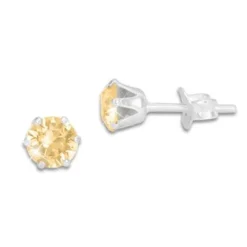 Ohrstecker|Ohrstecker|Elfen Schmuck Kristall Ohrstecker champagner rund 5 mm 925 Silber