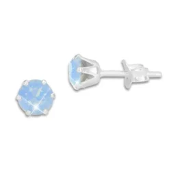 Ohrstecker|Ohrstecker|Elfen Schmuck Kristall Ohrstecker Milky hellblau rund 5 mm 925 Silber