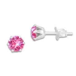 Ohrstecker|Ohrstecker|Elfen Schmuck Kristall Ohrstecker pink rund 5 mm 925 Silber