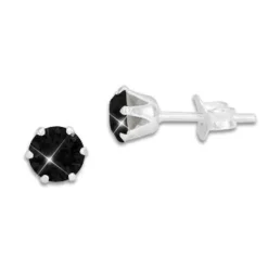 Ohrstecker|Ohrstecker|Elfen Schmuck Kristall Ohrstecker schwarz rund 5 mm 925 Silber