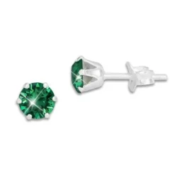 Ohrstecker|Ohrstecker|Elfen Schmuck Kristall Ohrstecker smaragd grün rund 5 mm 925 Silber