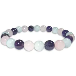 Damenarmbänder|Kugelarmbänder|Elfen Schmuck Kugelarmband Amethyst Aquamarin Rosenquarz 8 mm 19,5 cm