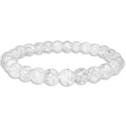 Damenarmbänder|Kugelarmbänder|Elfen Schmuck Kugelarmband Bergkristall geblitzt 8 mm 19,5 cm