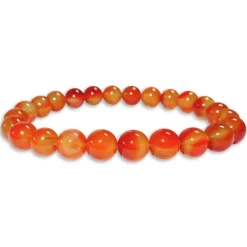 Damenarmbänder|Kugelarmbänder|Elfen Schmuck Kugelarmband Karneol Achat orange rot hell 8 mm 19 cm