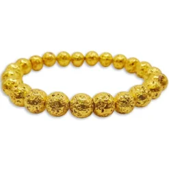 Damenarmbänder|Kugelarmbänder|Elfen Schmuck Kugelarmband Lava goldfarbig plattiert 8-9 mm 19 cm