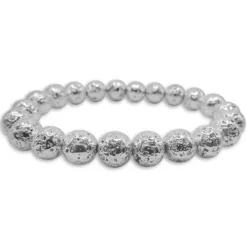 Damenarmbänder|Kugelarmbänder|Elfen Schmuck Kugelarmband Lava silberfarbig plattiert 8-9 mm 19 cm