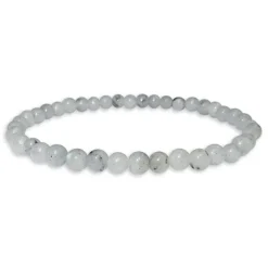 Damenarmbänder|Kugelarmbänder|Elfen Schmuck Kugel-Armband Mondstein grau-weiß 4-5 mm 19 cm