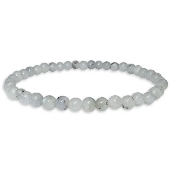 Damenarmbänder|Kugelarmbänder|Elfen Schmuck Kugel-Armband Mondstein grau-weiß 4-5 mm 19 cm