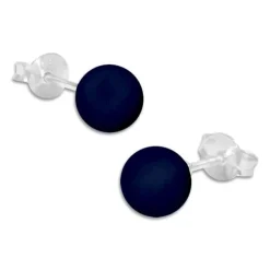 Ohrstecker|Ohrstecker|Elfen Schmuck Kugel Ohrstecker dunkelblau matt 925 Silber