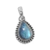 Anhänger Für Damen|Edelstein Anhänger In Silber|Elfen Schmuck Labradorit Anhänger Tropfen mit filigranem Rand 925 Silber
