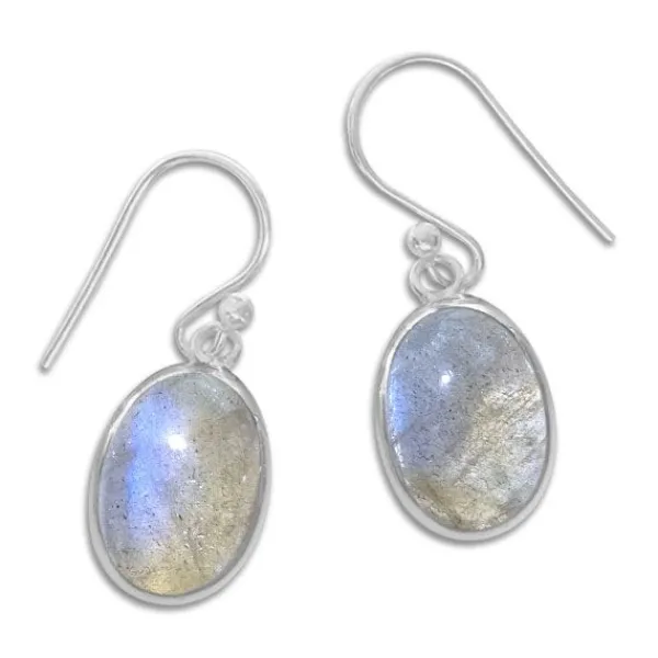 Ohrhänger|Edelstein Ohrringe|Elfen Schmuck Labradorit Ohrringe oval blau 14 x 10 mm 925 Silber