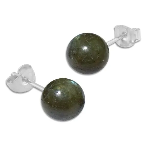 Ohrstecker|Edelstein Ohrringe|Elfen Schmuck Labradorit Ohrstecker 8 mm 925 Silber