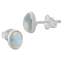 Ohrstecker|Edelstein Ohrringe|Elfen Schmuck Labradorit Ohrstecker oval 925 Silber