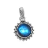Anhänger Für Damen|Edelstein Anhänger In Silber|Elfen Schmuck Labradorit Sonne filigraner Anhänger geschwärzt 925 Silber