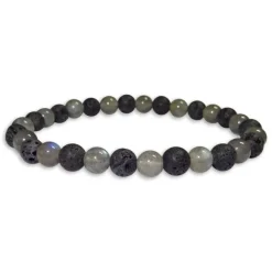 Damenarmbänder|Kugelarmbänder|Elfen Schmuck Labradorit und Lava Kugel Armband 6 mm 19 cm