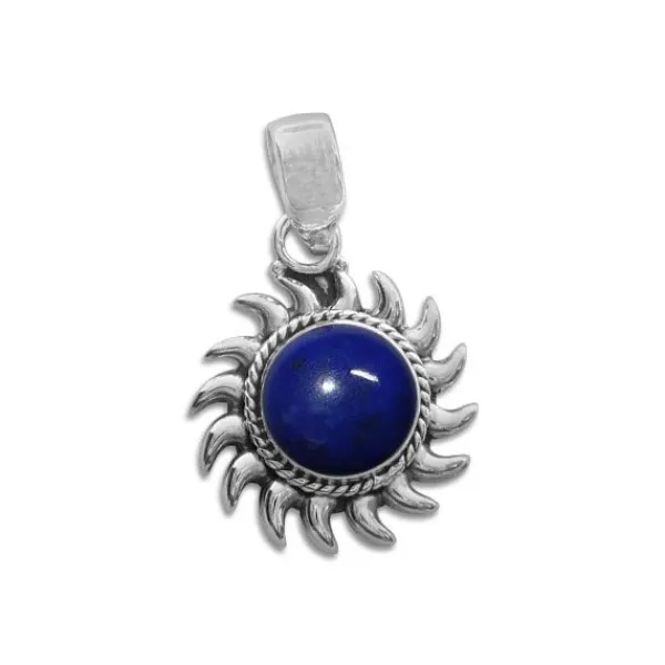 Anhänger Für Damen|Edelstein Anhänger In Silber|Elfen Schmuck Lapislazuli Anhänger Sonne 925 Silber
