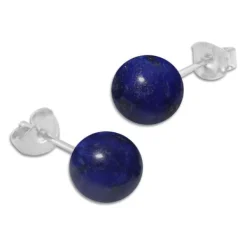Ohrstecker|Edelstein Ohrringe|Elfen Schmuck Lapislazuli Ohrstecker 8 mm 925 Silber