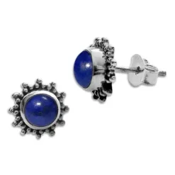 Ohrstecker|Edelstein Ohrringe|Elfen Schmuck Lapislazuli Ohrstecker Sonne filigran 8 mm 925 Silber