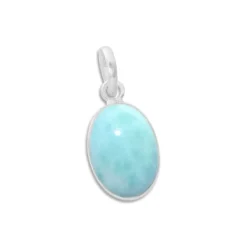 Anhänger Für Damen|Edelstein Anhänger In Silber|Elfen Schmuck Larimar Anhänger oval 925 Silber